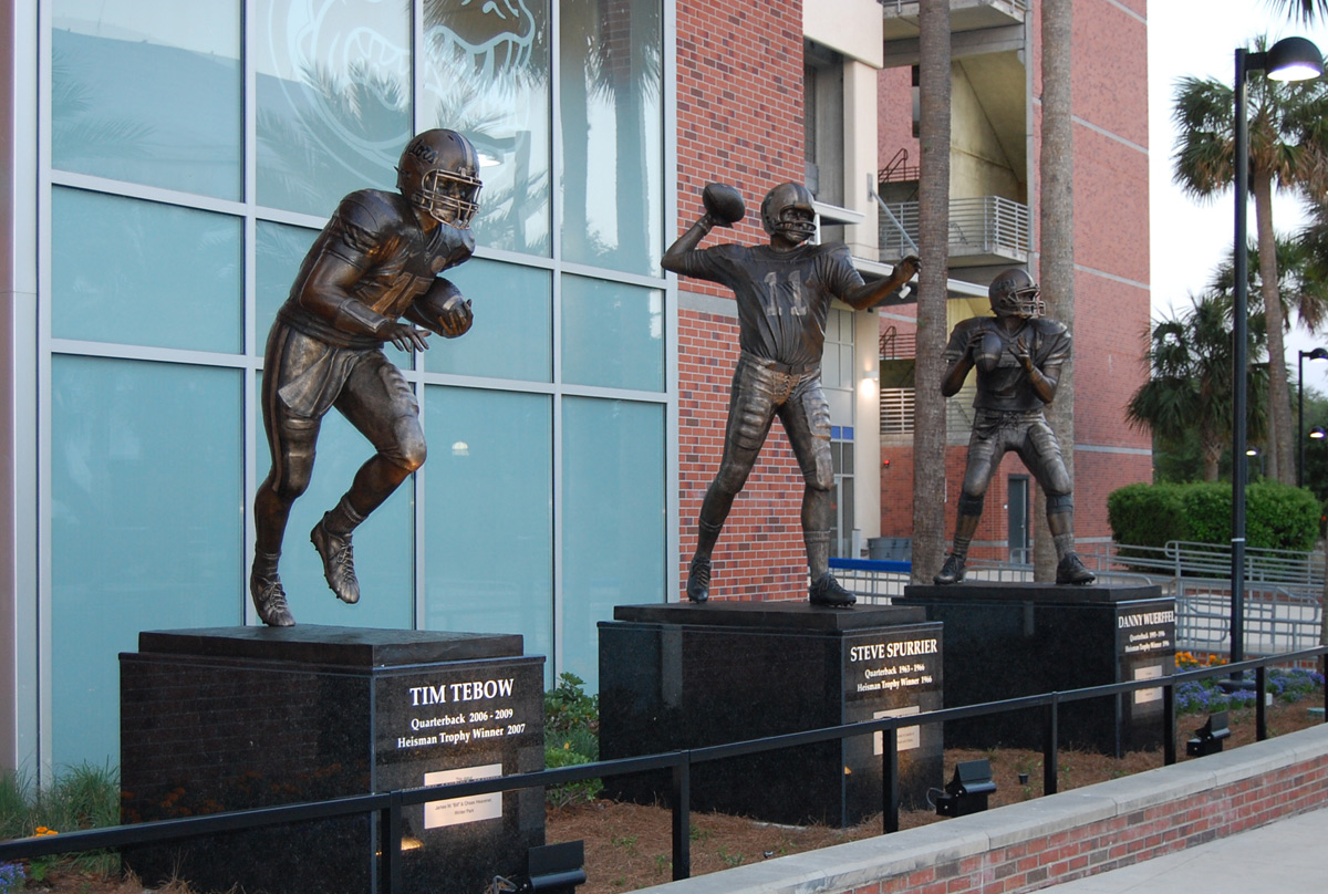 Heisman Project bronzes installed at UF in Gainesville, Florida