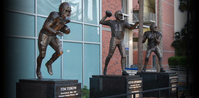 Heisman sculpture installation in Gainesville, FL